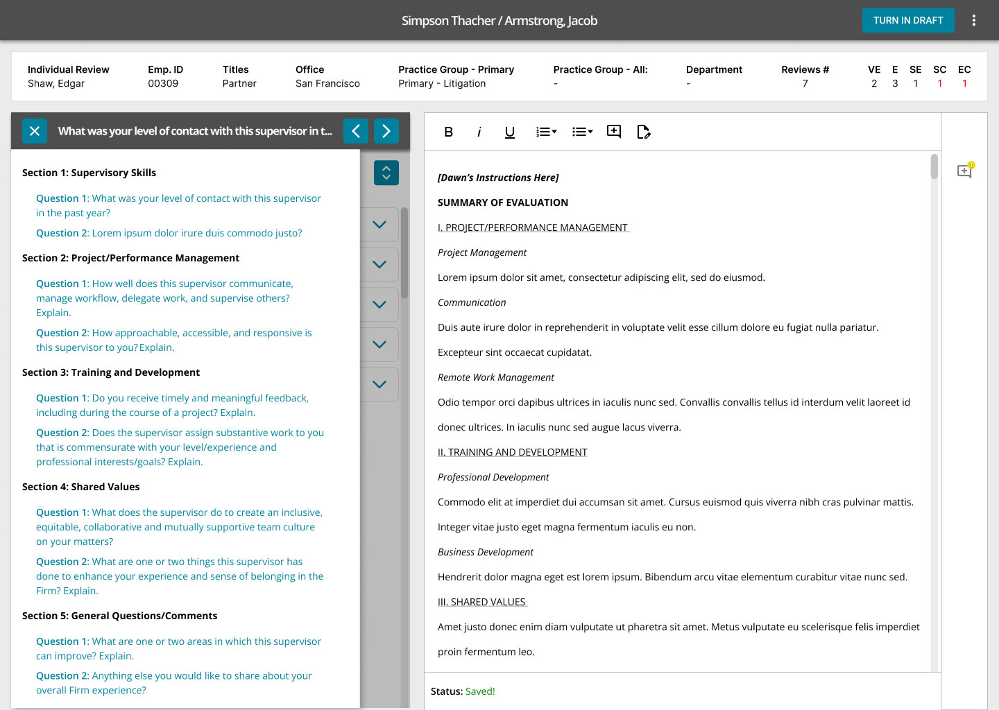 The UI design for the Beard Strategies table of contents panel.